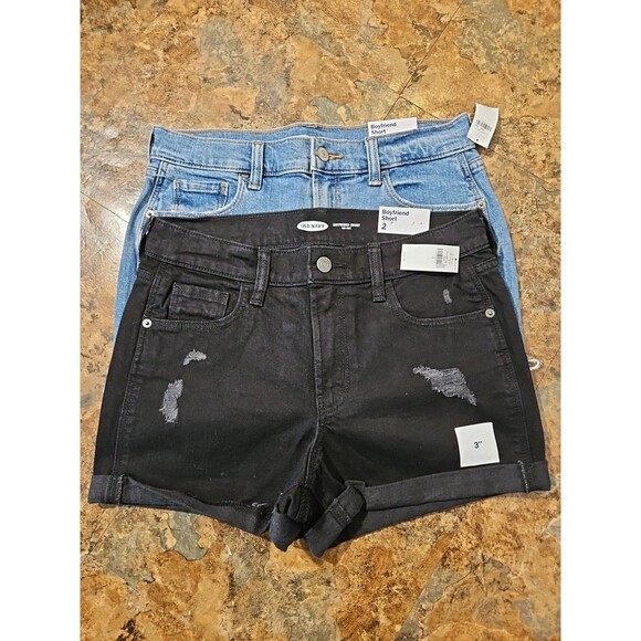 Lot of 2 NWT Old Navy Boyfriend Cutoff Cuffed Shorts SZ 2 Denim Distressed (A225 - Picture 10 of 10